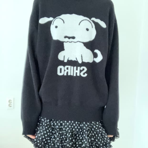 일본 흰둥이 니트