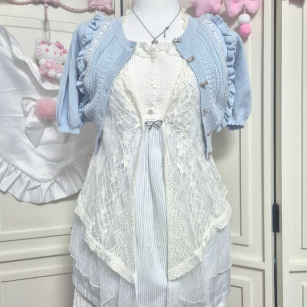 리즈리사 가디건 여름 셋업 코디 세트 4구성 모리걸 히메갸루 