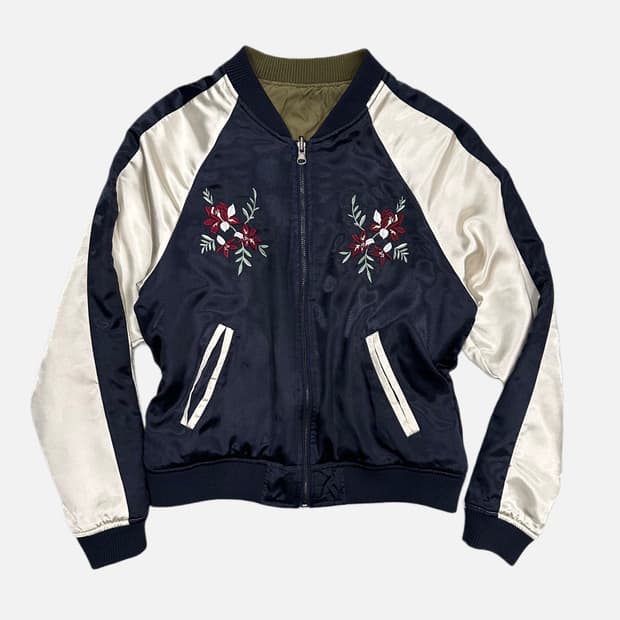 flower embroidery reversible sukajan