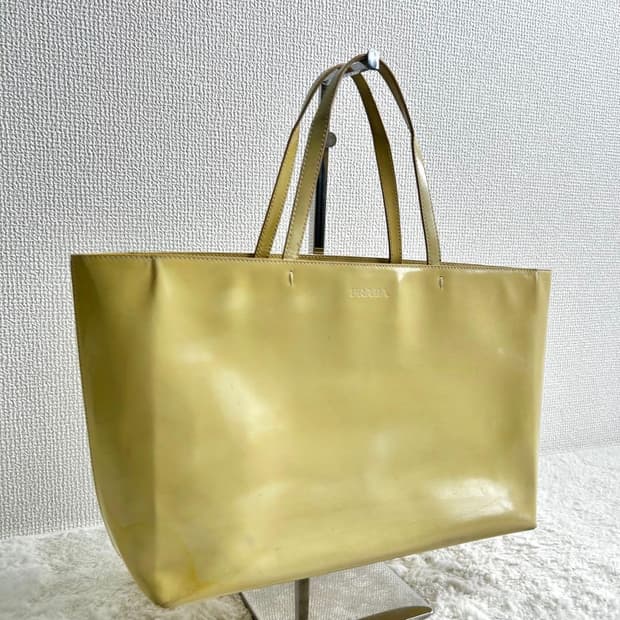프라다 레더 토트백 옐로우 00s y2k