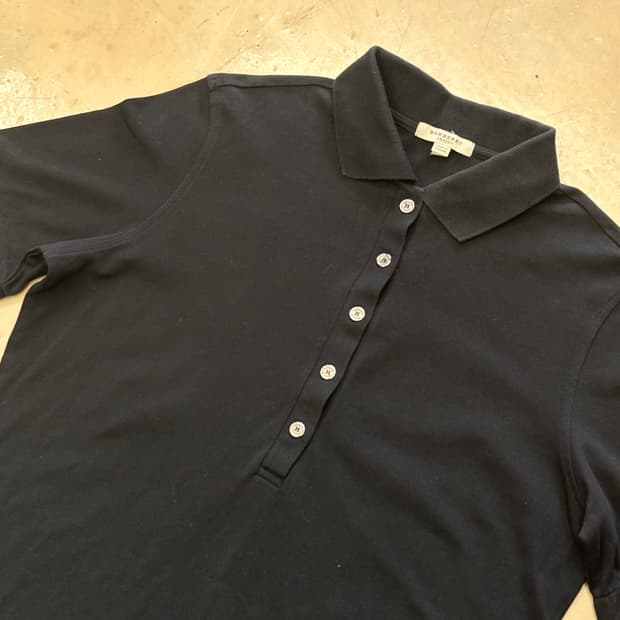 L 버버리 소매 노바체크 포인트 여성 카라 반팔티