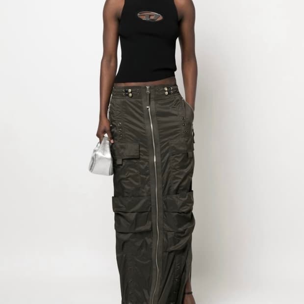 Diesel cargo zipup long skirt_khaki 38