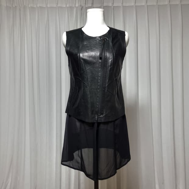 디데무 양가죽100 레더 조끼 레이어드 베스트 (55-날씬66쯤) 상태굿