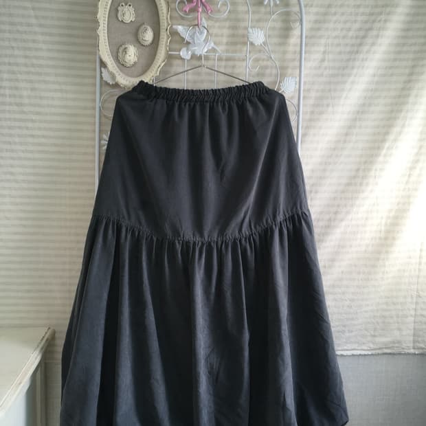 jpn vintage gray shirring long skirt