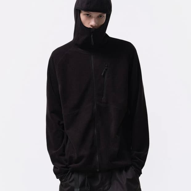 무탠다드 시티레저 그리드 폴라플리스 바라클라바 후디드집업