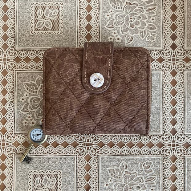 Clock key charm vintage wallet