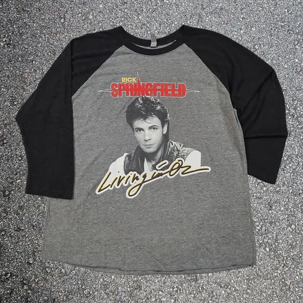 80s 릭스프링필드 1983 투어 빈티지 래글런 티셔츠 L