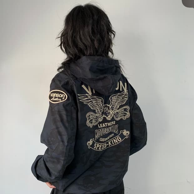 밴슨 레더 스컬 카모 매쉬 자켓