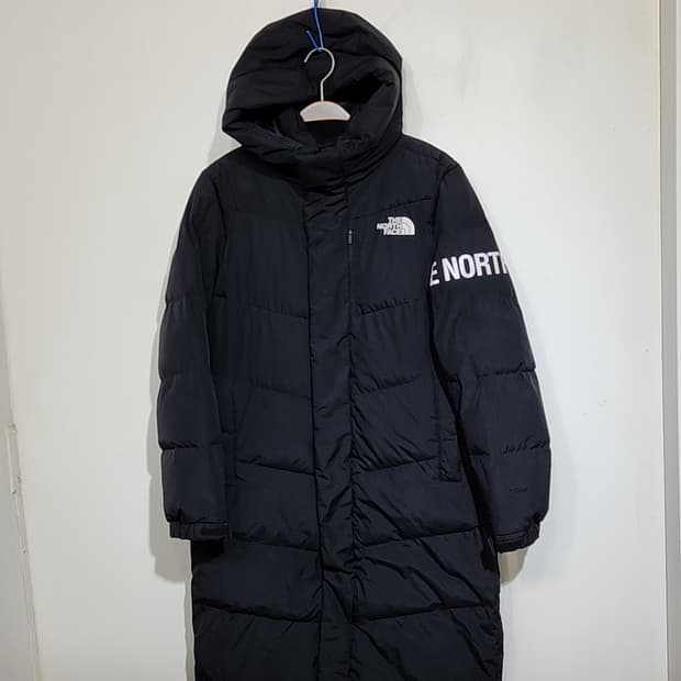 (L) 노스페이스 롱패딩 점퍼 블랙 후드 패딩코트 티볼