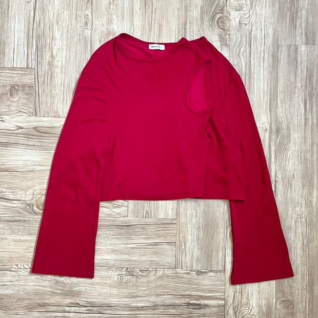 Comme des garcons 버건디 스트랩 스웨터
