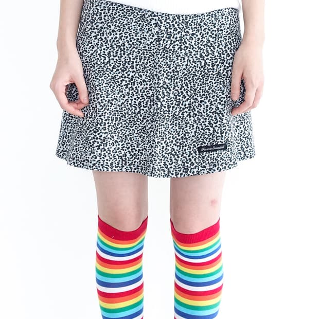 샵페어리 레오파드 슬릿 스커트 블루