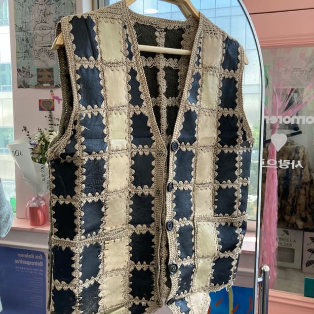 에스닉 크로셰 레더 베스트