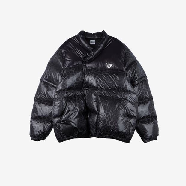 (2) ECRU 스탠드얼론 레오파드 패턴 나일론 구스다운 점퍼