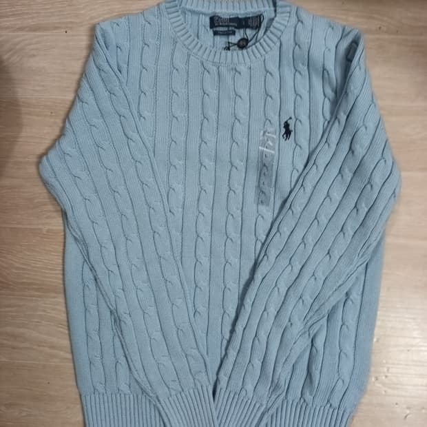 폴로 랄프로렌 피나코튼 케이블니트 스카이 L