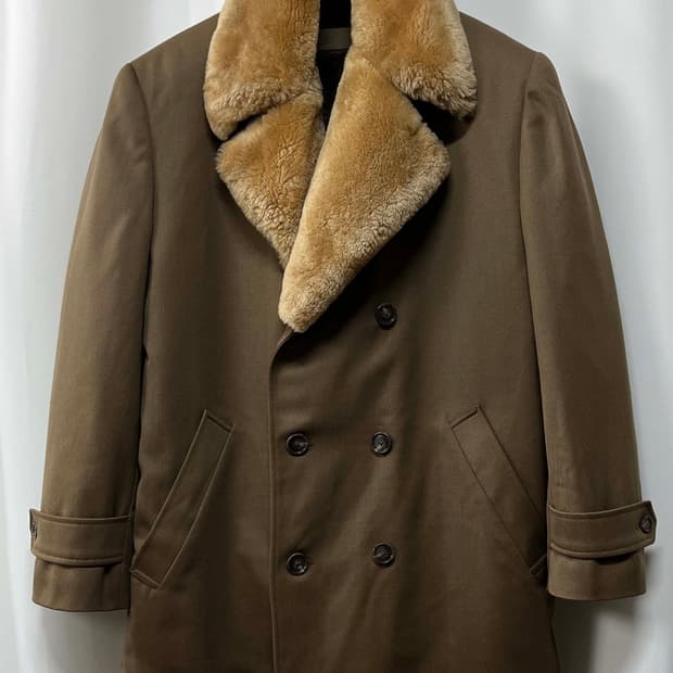 90's 폴로 랄프로렌 시어링 브라운 오피서 더블 브레스티드 코트 자켓