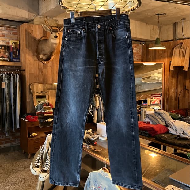 90s USA Levis 501 0660 Black Denim Pants
