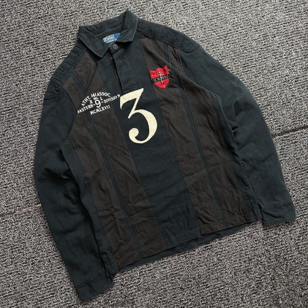 90s 폴로 랄프로렌 방패 로고 패치 럭비 티셔츠 2188