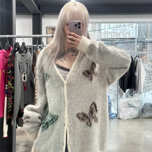 니들스 빠삐용 모헤어 가디건