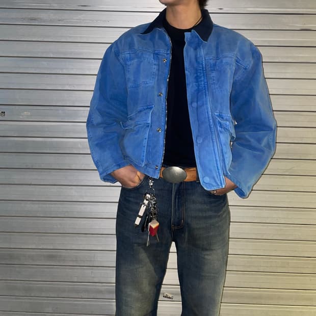 빈티지 스카이블루 워크자켓