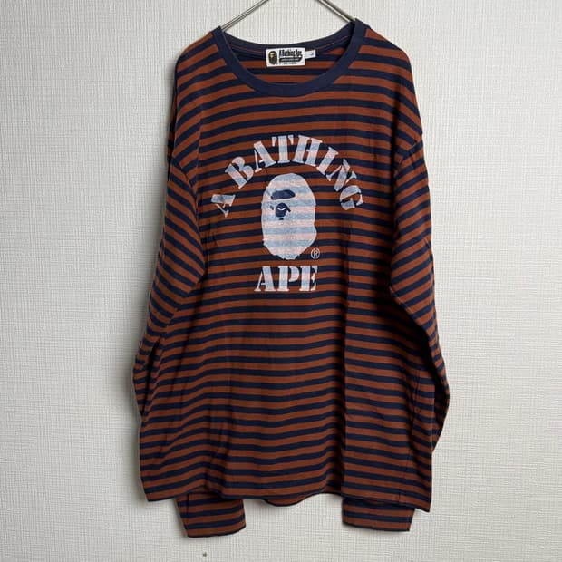 베이프 디스차지 컬리지 후프 롱슬리브 티셔츠