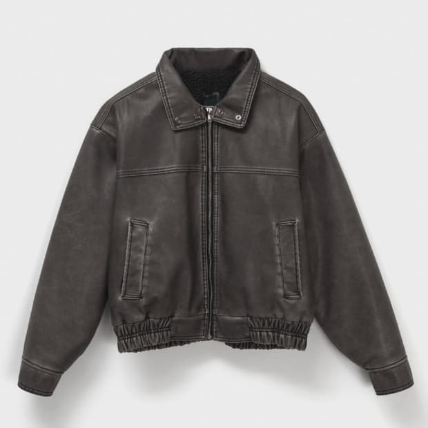 블랙업 레더 점퍼