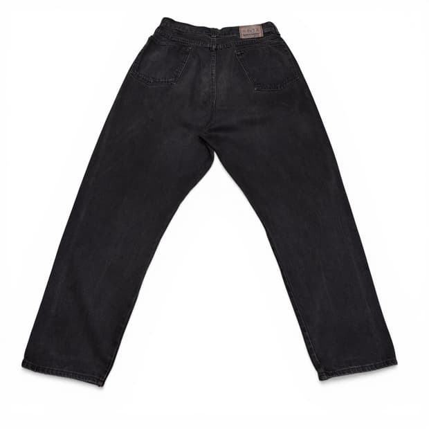 32-33 랭글러 흑청 루즈 세미와이드 데님팬츠