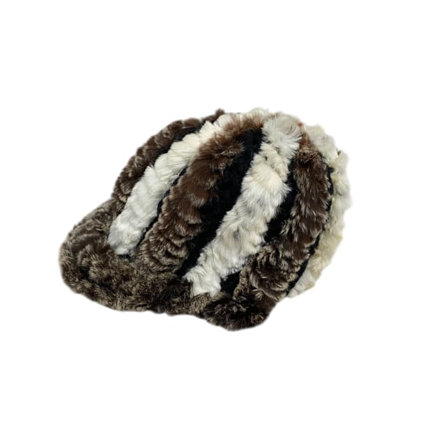 뜨개 배색 퍼 비니 햇