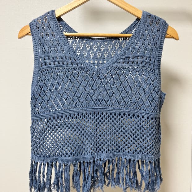 빈티지 프린지 니트 베스트
