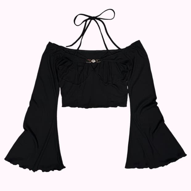 layered buckle halter top