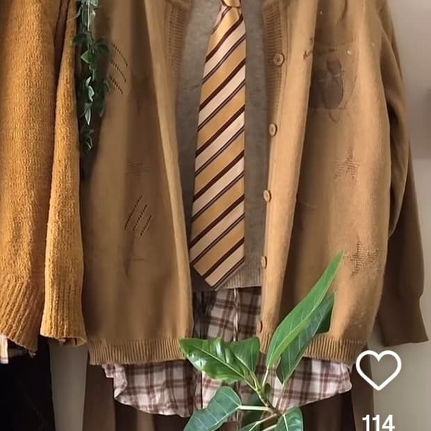 교복타이 빈티지룩 세트 고양이가디건 모리룩 모리걸