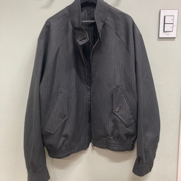 Coor 스트라이프 울 블렌드 해링턴 자켓(차콜그레이) xl