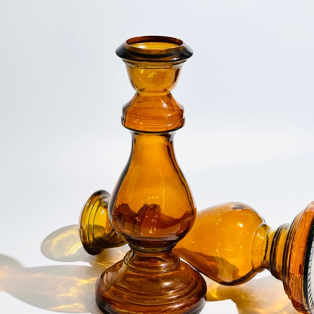 스페인 빈티지 리사이클 글라스 앰버 대형 화병