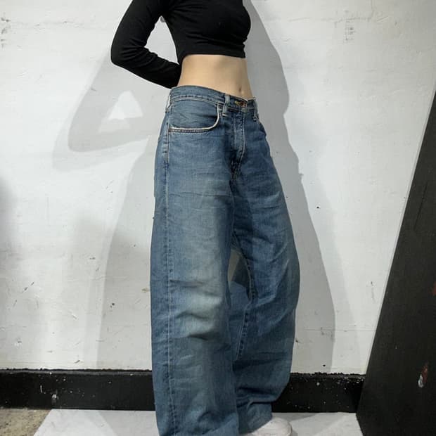 에드윈 재팬 505 중청 와이드 데님 팬츠 청바지 34