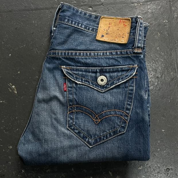 34 리바이스 523 스트레이트 페인트 청바지 
