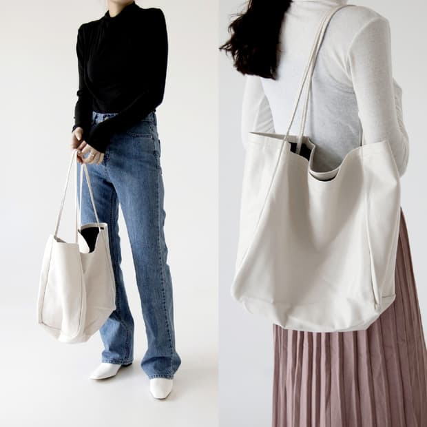 빅 숄더백 쇼퍼백 보부상 가방 심플 아이보리 데일리 빅백
