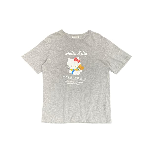 Hello kitty 키티 프린팅 그레이 반팔 티셔츠