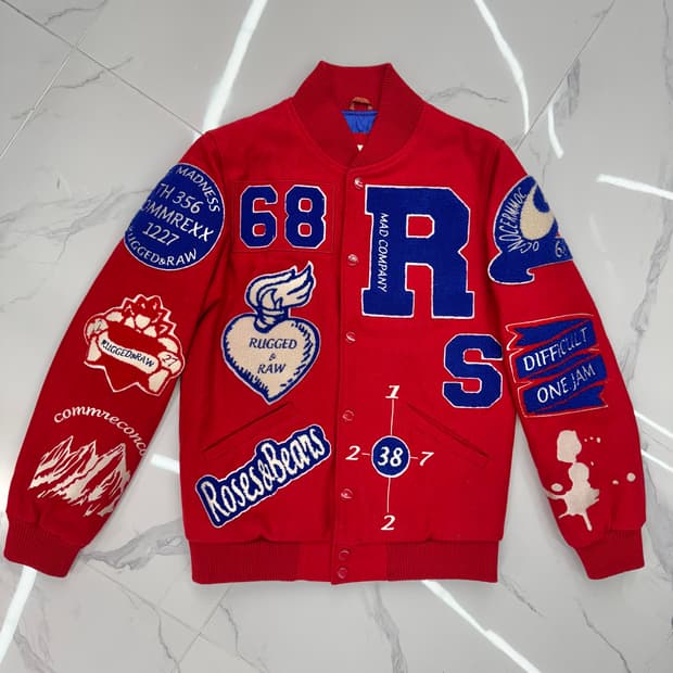 •The Madness 더 메드니스 레드 바시티 패치 자켓