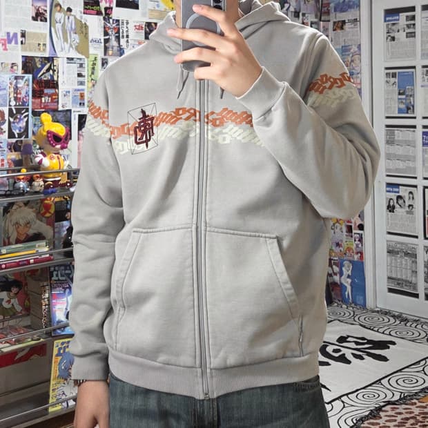 JPN 올드스쿨 레터링 오버핏 후드집업