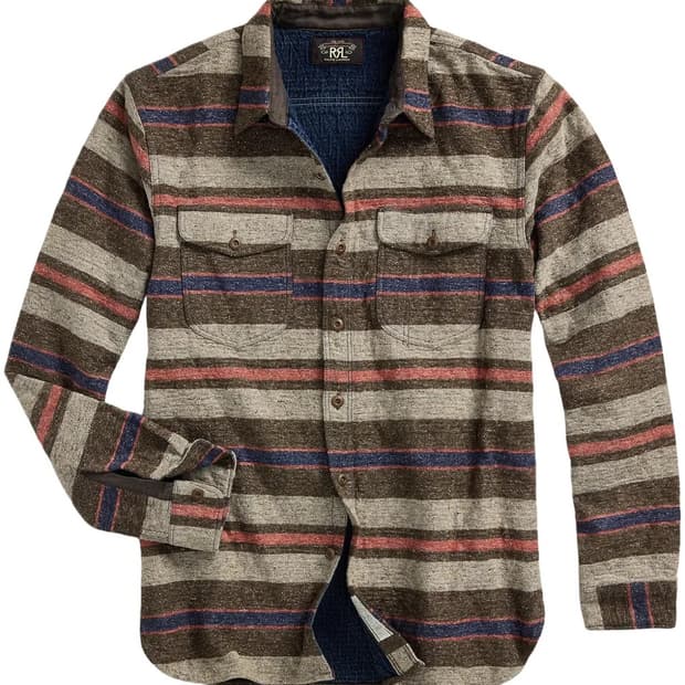 RRL 스트라이프 더블클로스 워크셔츠 M