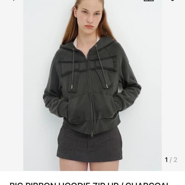 CERRIC 세릭 빅 리본 후드집업 차콜