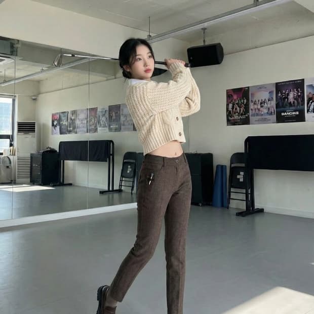 잭니클라우스 여성 멜란지 브라운 기모 골프 팬츠