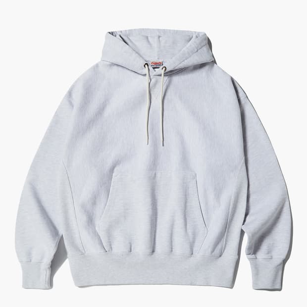 아웃스탠딩 리버스 헤비 후드 스웻 멜란지 그레이