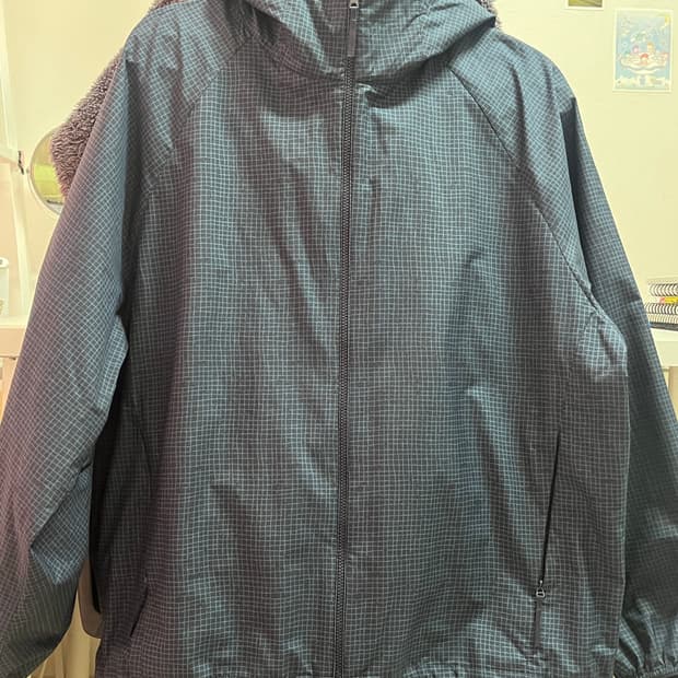 유니클로 포켓더블 UV 프로텍션 파카 체크 바람막이 L