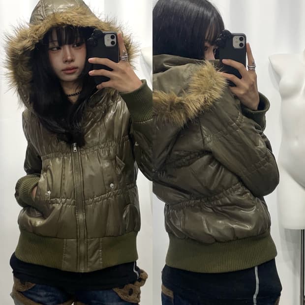 🎸카키 글로시 패딩 자켓🎸