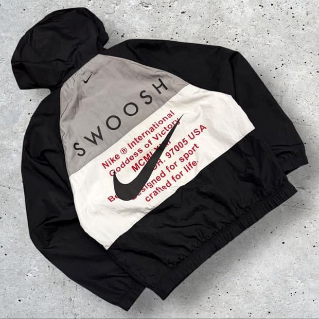 [L] 나이키 더블스우시 블랙 바람막이 후드 집업 C188