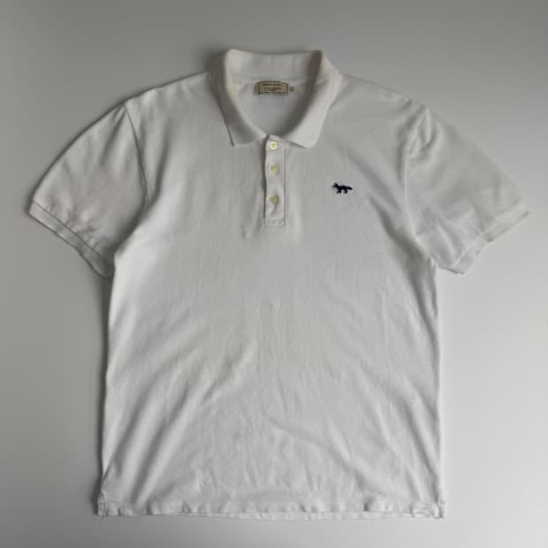 Maison kitsune  메종키츠네 코튼 폭스패치 화이트 폴로셔츠  