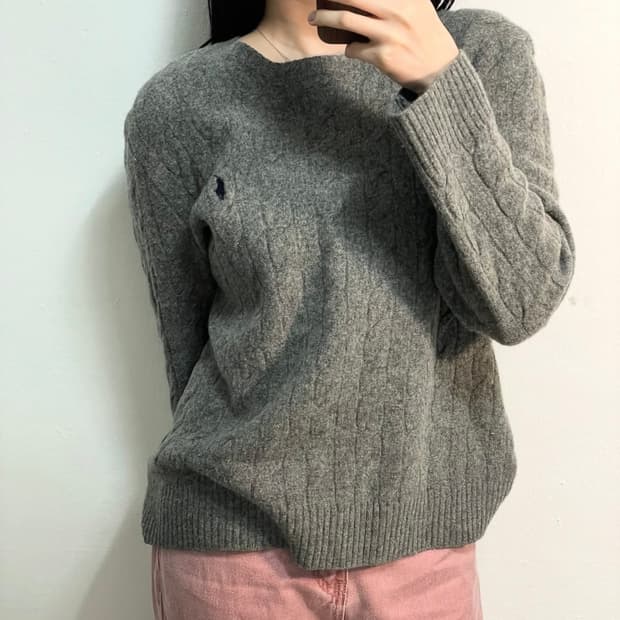 폴로 꽈배기 니트