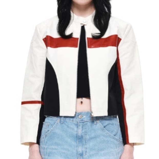 마뗑킴 포우 레더 레이싱 자켓 s