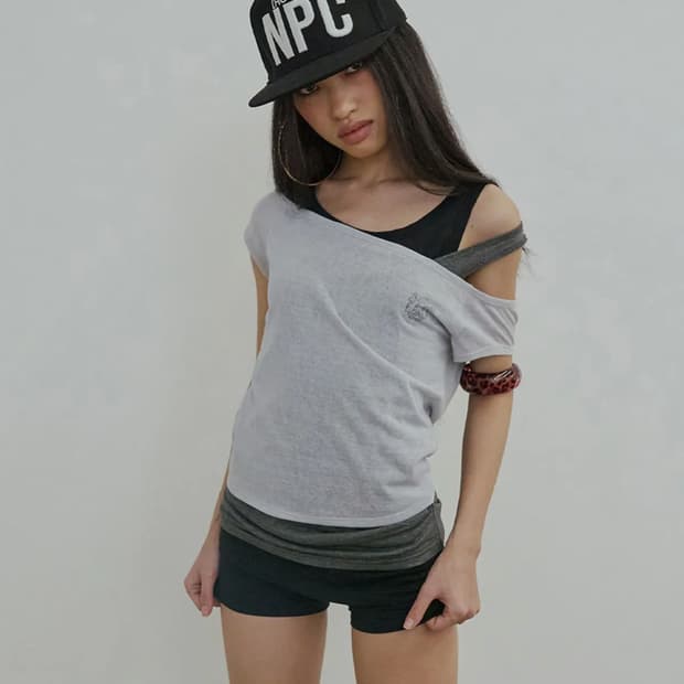 스컬프터 Lazy Sleeveless Layered Tee Pale Gr