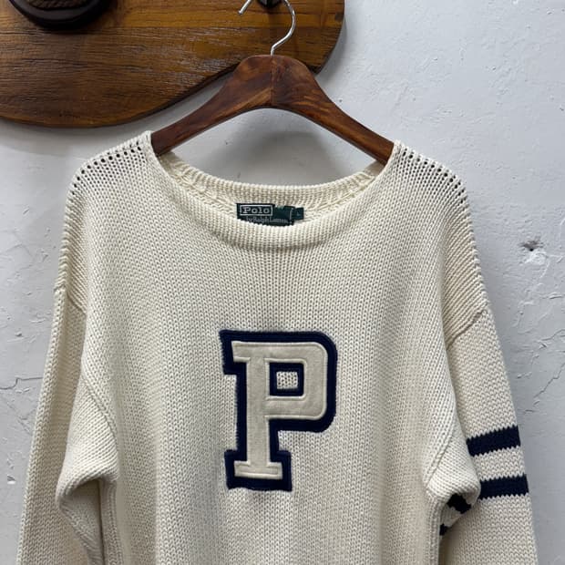 L) Polo by Ralph Lauren Cream Letter Kni